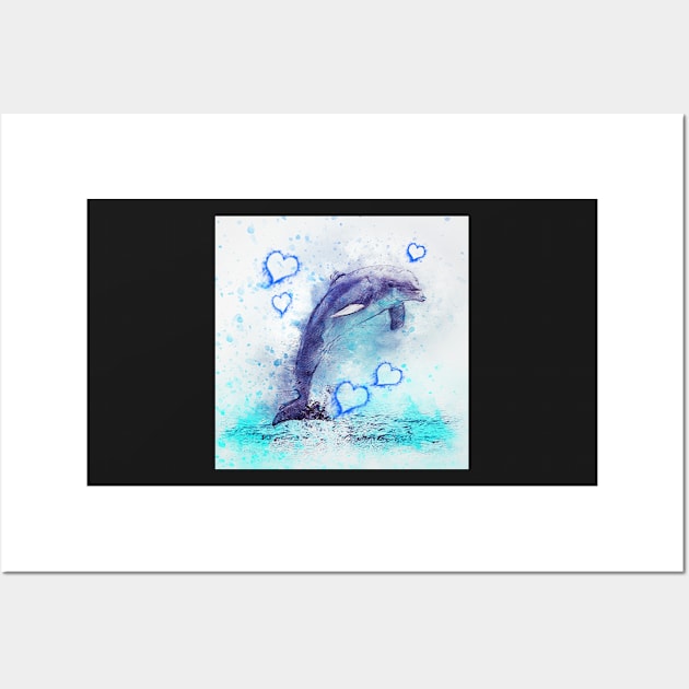 Dolphin Watercolor Graphic Art Cute Dolphin Lover Home Decor & Gifts Wall Art by tamdevo1